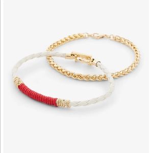 Express chain and leather wrapped bracelet set